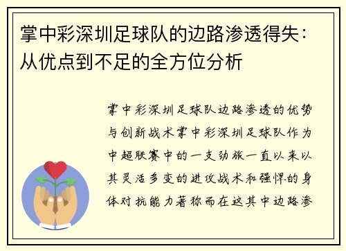 掌中彩深圳足球队的边路渗透得失：从优点到不足的全方位分析